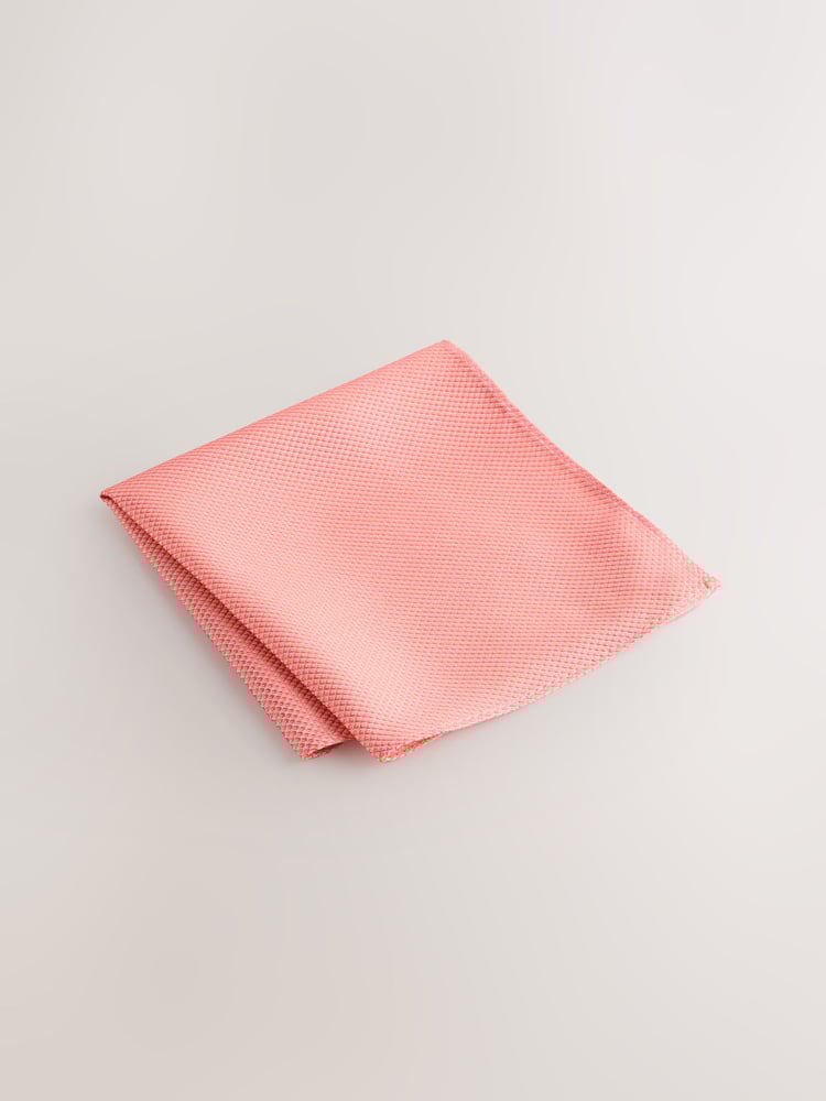 Coral Textured Tie And Pocket Square Set - Image 4 of 4