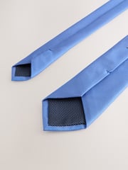 Blue Slim Textured Tie And Pocket Square Set - Image 3 of 4