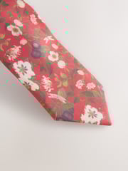 Red Kew Gardens Floral Tie and Pocket Square - Image 2 of 4