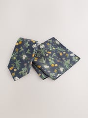 Navy Kew Gardens Floral Tie and Pocket Square - Image 1 of 4