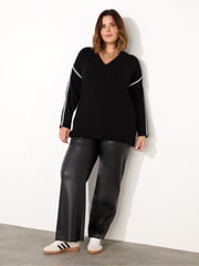 Live Unlimited Black Curve Faux Leather Elasticated Waist Trousers - Image 1 of 4