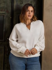 Live Unlimited White Crepe Embroidery Blouse - Image 1 of 5