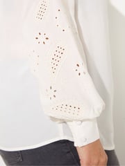Live Unlimited White Crepe Embroidery Blouse - Image 4 of 5