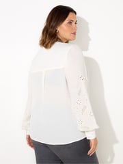Live Unlimited White Crepe Embroidery Blouse - Image 5 of 5