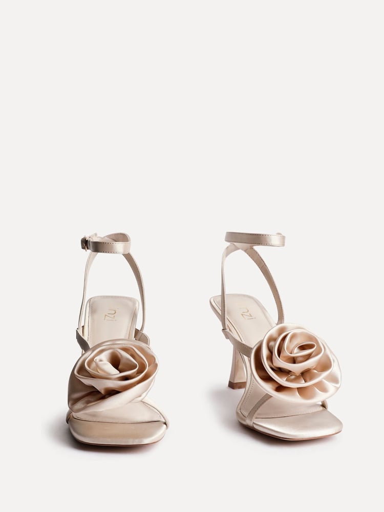 Linzi Cream Valentine Flower Strappy Heeled Sandals - Image 3 of 3