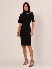 Adrianna Papell Roll Neck Sheath With V Back Black Dress - Image 3 of 7