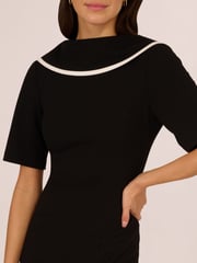 Adrianna Papell Roll Neck Sheath With V Back Black Dress - Image 4 of 7