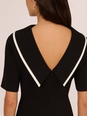 Adrianna Papell Roll Neck Sheath With V Back Black Dress - Image 5 of 7