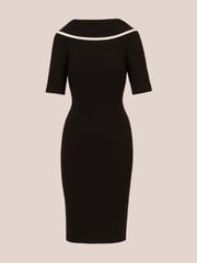 Adrianna Papell Roll Neck Sheath With V Back Black Dress - Image 6 of 7