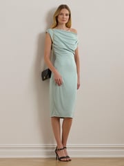 Lauren Ralph Lauren Blue Camisha One-Shoulder Jersey Midi Dress - Image 1 of 3