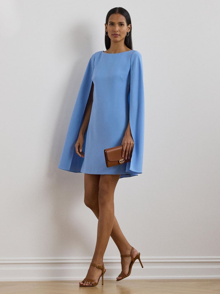 Lauren Ralph Lauren Petra Cape Georgette Cocktail Mini Dress - Image 1 of 8