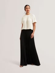 Ted Baker Black Haryx-Pleated Wide Leg Crepe Trousers - Image 1 of 5