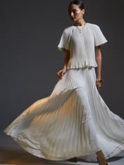 Ted Baker White Haryx-Pleated Wide Leg Crepe Trousers - Image 2 of 8