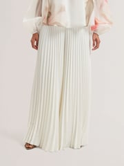 Ted Baker White Haryx-Pleated Wide Leg Crepe Trousers - Image 4 of 8