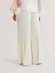 Ted Baker White Haryx-Pleated Wide Leg Crepe Trousers - Image 5 of 8