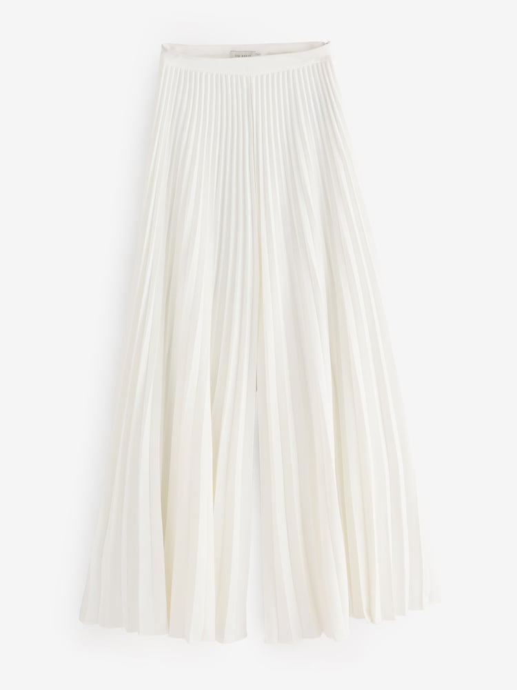 Ted Baker White Haryx-Pleated Wide Leg Crepe Trousers - Image 8 of 8