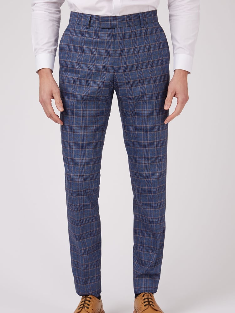 Antique Rogue Blue Overcheck Trousers - Image 1 of 3