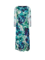 Yours Curve Blue London Mesh Gathered Dress - Image 5 of 5