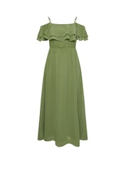 Yours Curve Green London Plain Cold Shoulder Dress - Image 5 of 5