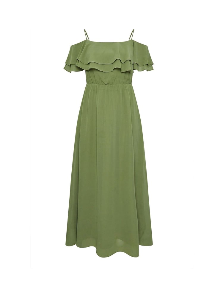 Yours Curve Green London Plain Cold Shoulder Dress - Image 5 of 5