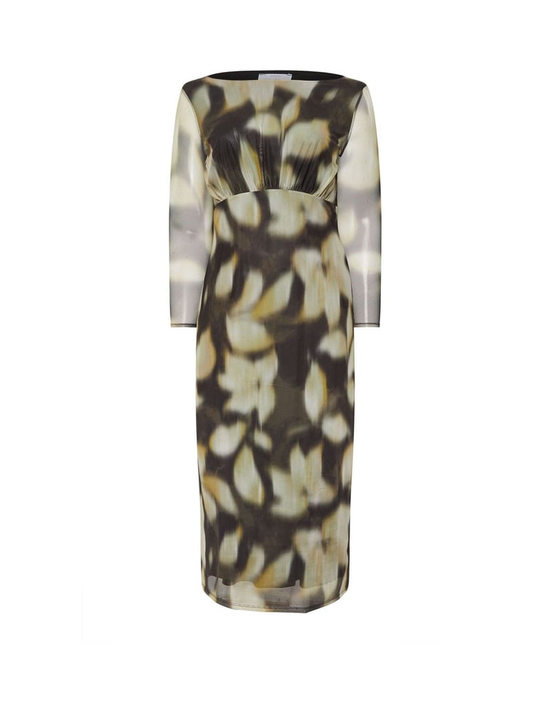 Yours Curve Natural London Mesh Gathered Dress - Image 1 of 1