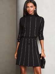 Lipsy Black Studded Knitted Co-ord Skirt Set - Image 1 of 4