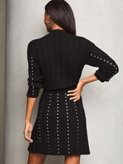 Lipsy Black Studded Knitted Co-ord Skirt Set - Image 2 of 4