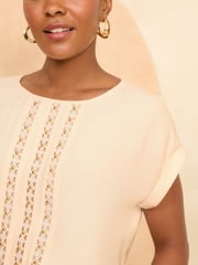 Love & Roses Natural Roll Sleeve T-Shirt - Image 2 of 4