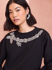 Love & Roses Black Crystal Jersey Sweatshirt - Image 1 of 4
