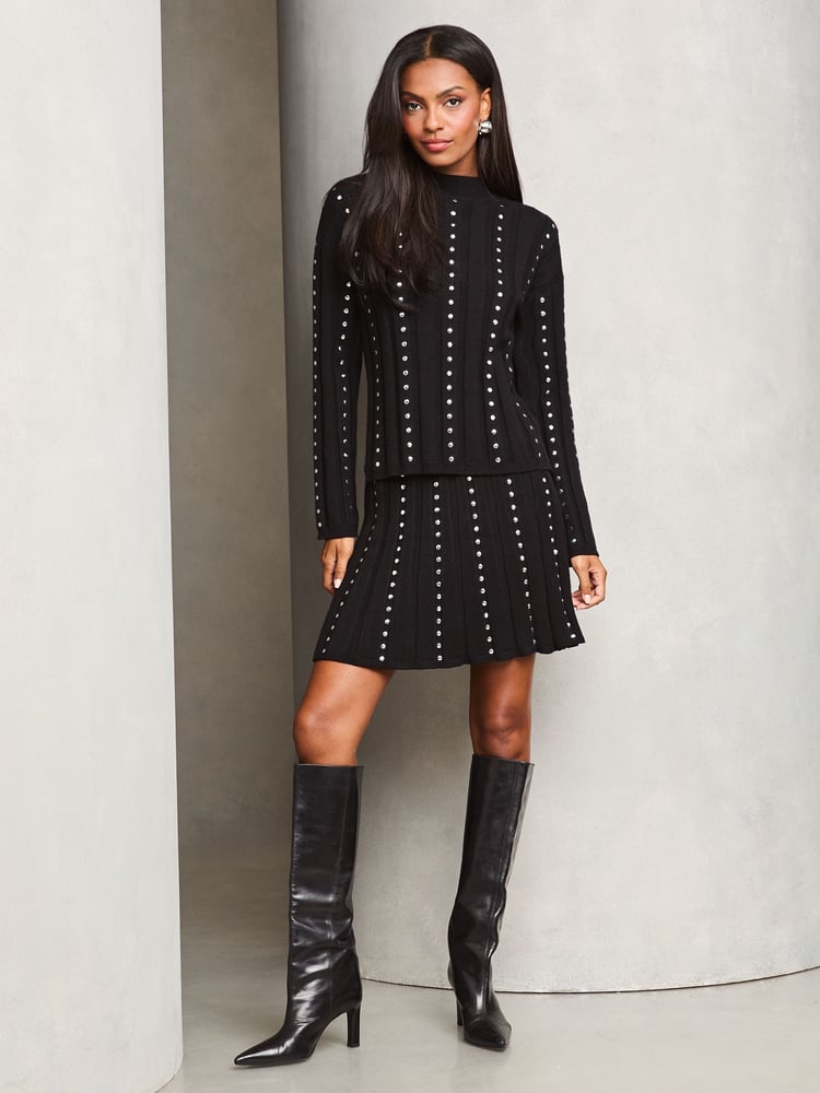 Lipsy Black Studded Knitted Co-Ord Jumper - Image 2 of 4