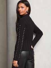 Lipsy Black Studded Knitted Co-Ord Jumper - Image 4 of 4