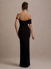 Club L London Black Alonza Twisted Bardot Maxi Dress - Image 2 of 6