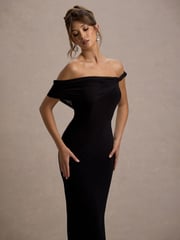 Club L London Black Alonza Twisted Bardot Maxi Dress - Image 3 of 6