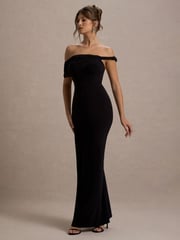 Club L London Black Alonza Twisted Bardot Maxi Dress - Image 5 of 6