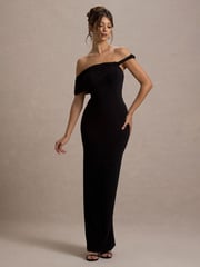 Club L London Black Alonza Twisted Bardot Maxi Dress - Image 6 of 6