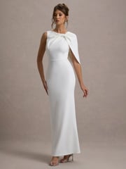 Club L London White Jamela One-Sleeve Maxi Bridal Dress - Image 1 of 6