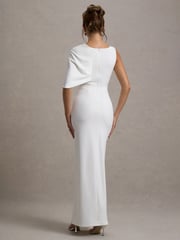 Club L London White Jamela One-Sleeve Maxi Bridal Dress - Image 2 of 6