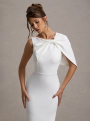Club L London White Jamela One-Sleeve Maxi Bridal Dress - Image 3 of 6