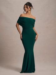 Club L London Green Bowden Bardot Maxi Dress - Image 2 of 6