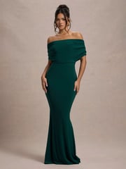 Club L London Green Bowden Bardot Maxi Dress - Image 3 of 6