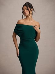 Club L London Green Bowden Bardot Maxi Dress - Image 5 of 6