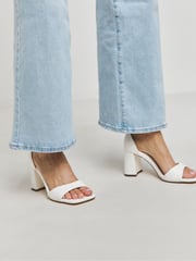 Simply Be White Barely There Block heel Sandals In Extra Wide Fit - Image 4 of 4