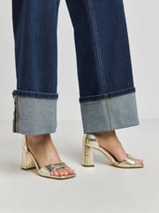 Simply Be Gold Barely There Block heel Sandals In Extra Wide Fit - Image 4 of 4
