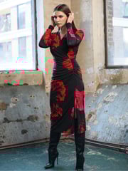 Star by Julien MacDonald Red Oriental Floral Dress - Image 2 of 6