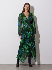 Star by Julien MacDonald Green Pleated Floral Leaf Dress - Image 3 of 6