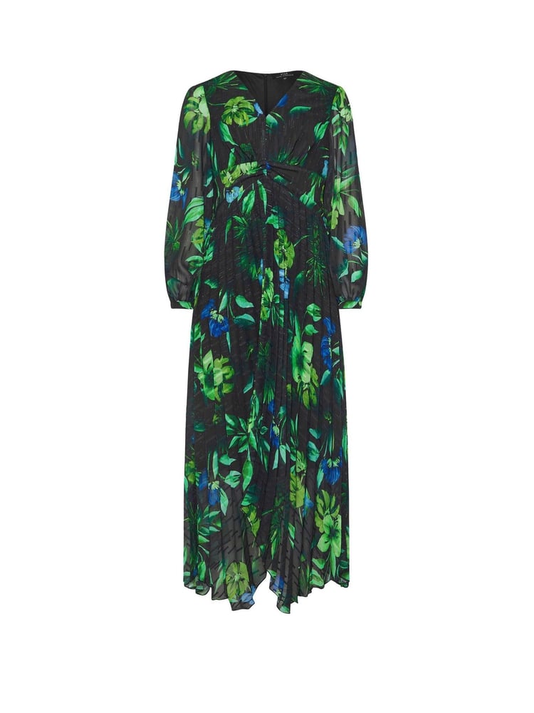 Star by Julien MacDonald Green Pleated Floral Leaf Dress - Image 6 of 6