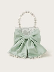 Monsoon Green Pearly Bow Bridesmaid Lace Bag - Image 1 of 3