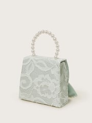 Monsoon Green Pearly Bow Bridesmaid Lace Bag - Image 2 of 3