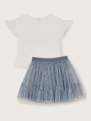 Monsoon Blue Floral Print T-Shirt and Tulle Skirt Set - Image 3 of 4