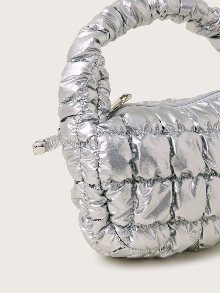 Monsoon Silver Quilted Metallic Tote Bag - Image 4 of 4 Monsoon Silver Quilted Metallic Tote Bag - Image 4 of 4